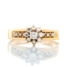 Load image into Gallery viewer, RING GY 10K 0.20CTW FLOWER CLUSTER CENTER WITH UPSWEPT PAVE CHANNEL SHOULDERS
