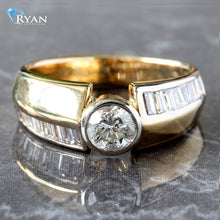 Load image into Gallery viewer, 1.10CTW Round Bezel Center W/ Wide Graduated Channel Set Baguette Shoulders
