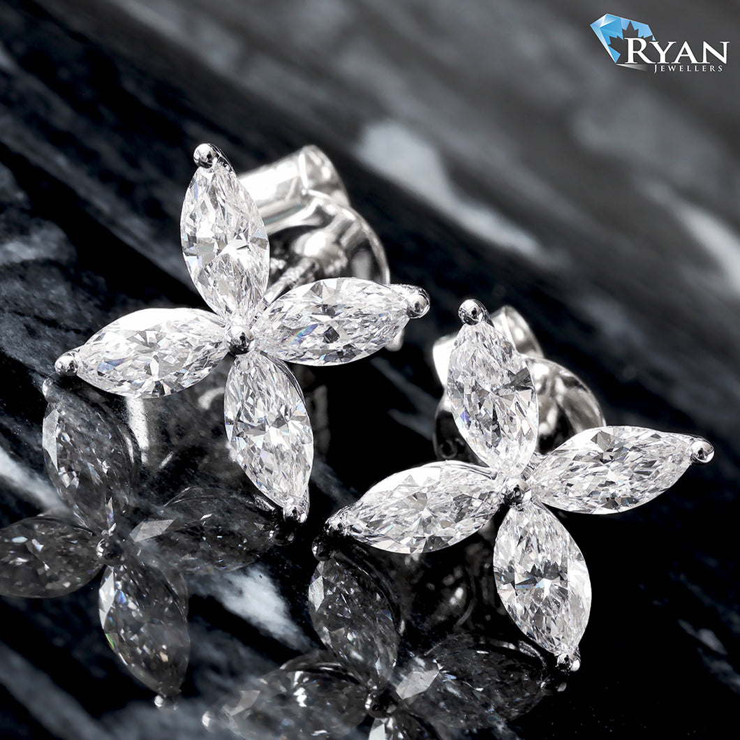 0.95ctw Flower Marquise Studs