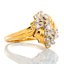 Load image into Gallery viewer, RING GY 10K 0.17CTW OVAL SHAPE PRONG SET DIAMOND CLUSTER WITH HP WEAVES AND SOFT WAVED TWO ROW SHOULDERS
