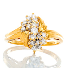 Load image into Gallery viewer, RING GY 10K 0.17CTW OVAL SHAPE PRONG SET DIAMOND CLUSTER WITH HP WEAVES AND SOFT WAVED TWO ROW SHOULDERS
