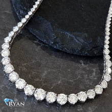 Load image into Gallery viewer, 25.00ctw Three Prong Graduated Tennis Chain
