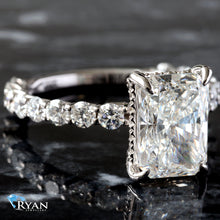Load image into Gallery viewer, 4.46ctw Radiant Solitaire Bubble Set Diamond Shoulders
