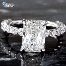 Load image into Gallery viewer, 4.46ctw Radiant Solitaire Bubble Set Diamond Shoulders
