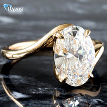 Load image into Gallery viewer, 3.01ct Oval Solitaire with High Polished Wave Shaped Ring
