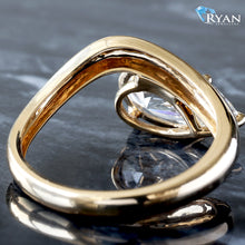 Load image into Gallery viewer, 2.50ctw East West Pear Solitaire set on Curved High Polished Shoulders Ring
