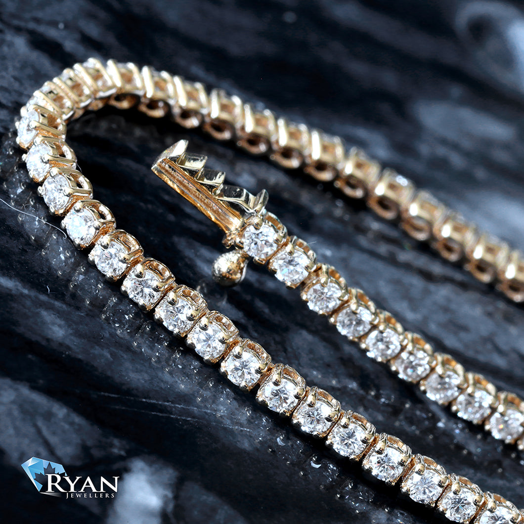 1.84CTW Dainty Round Cut Yellow Gold Diamond Tennis Bracelet