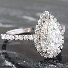 Load image into Gallery viewer, 2.54ctw Pear Cut Solitaire with Diamond Halo
