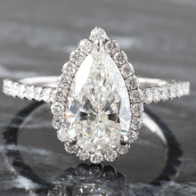 Load image into Gallery viewer, 2.54ctw Pear Cut Solitaire Diamond Halo Ring
