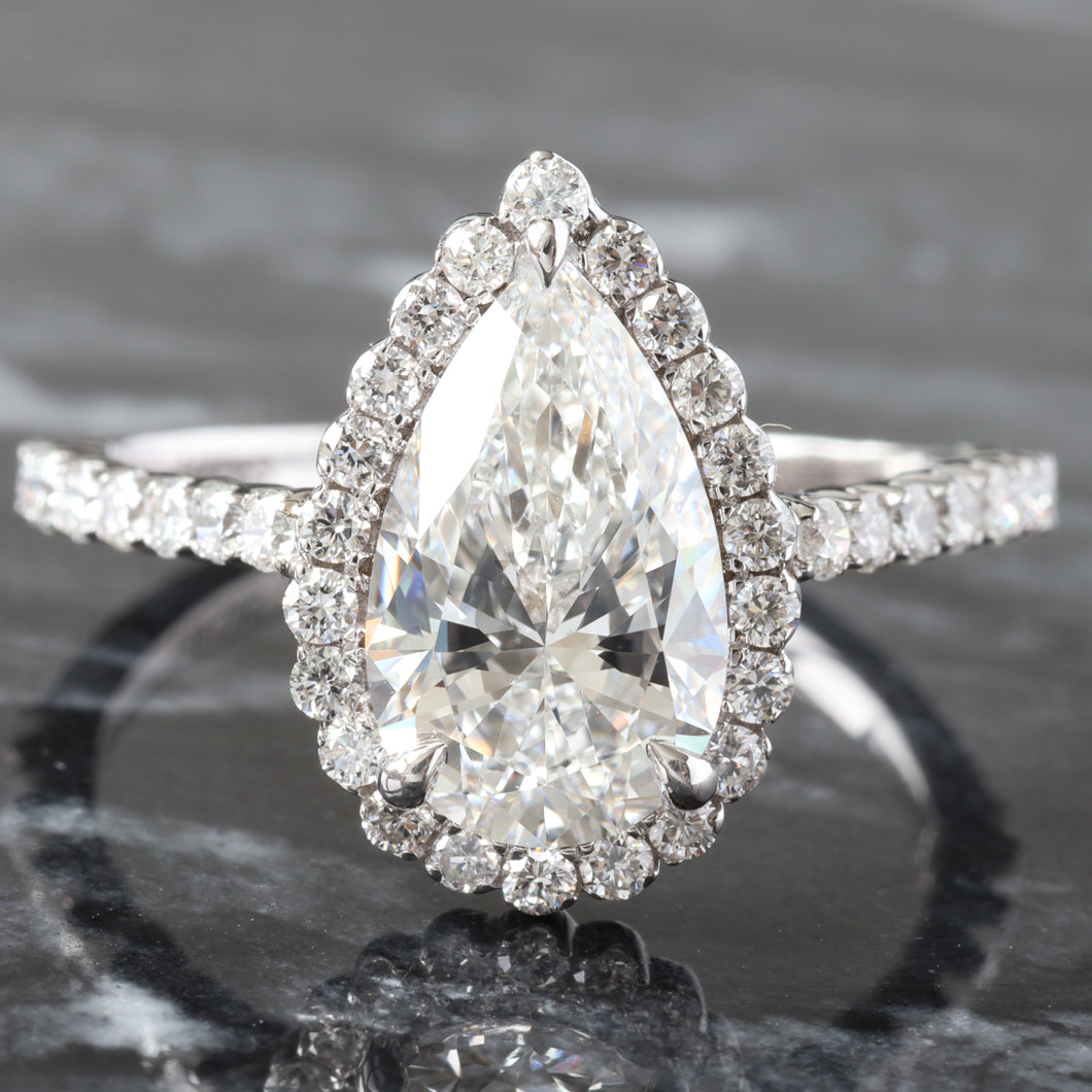 2.54ctw Pear Cut Solitaire with Diamond Halo