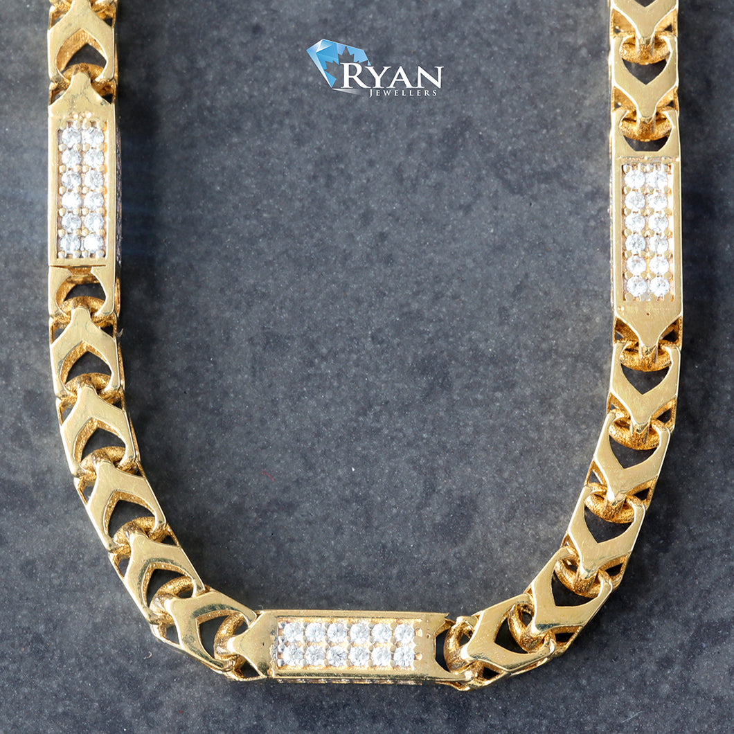CHAIN GY 10K 26 INCH HP SQUARE FRANCO STYLE WITH CZ BARRELS