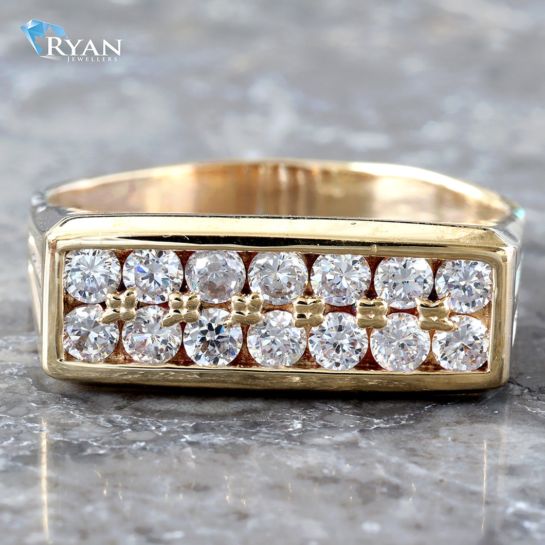 Two Row Cubic Men's Ring