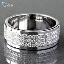 Load image into Gallery viewer, 1.53CTW LAB Grown 3 Row Pave Eternity White Gold Men&#39;s Band
