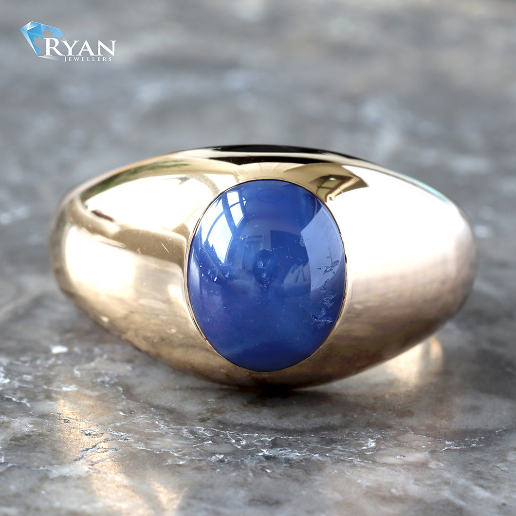 Oval Sapphire Men's Dome Ring
