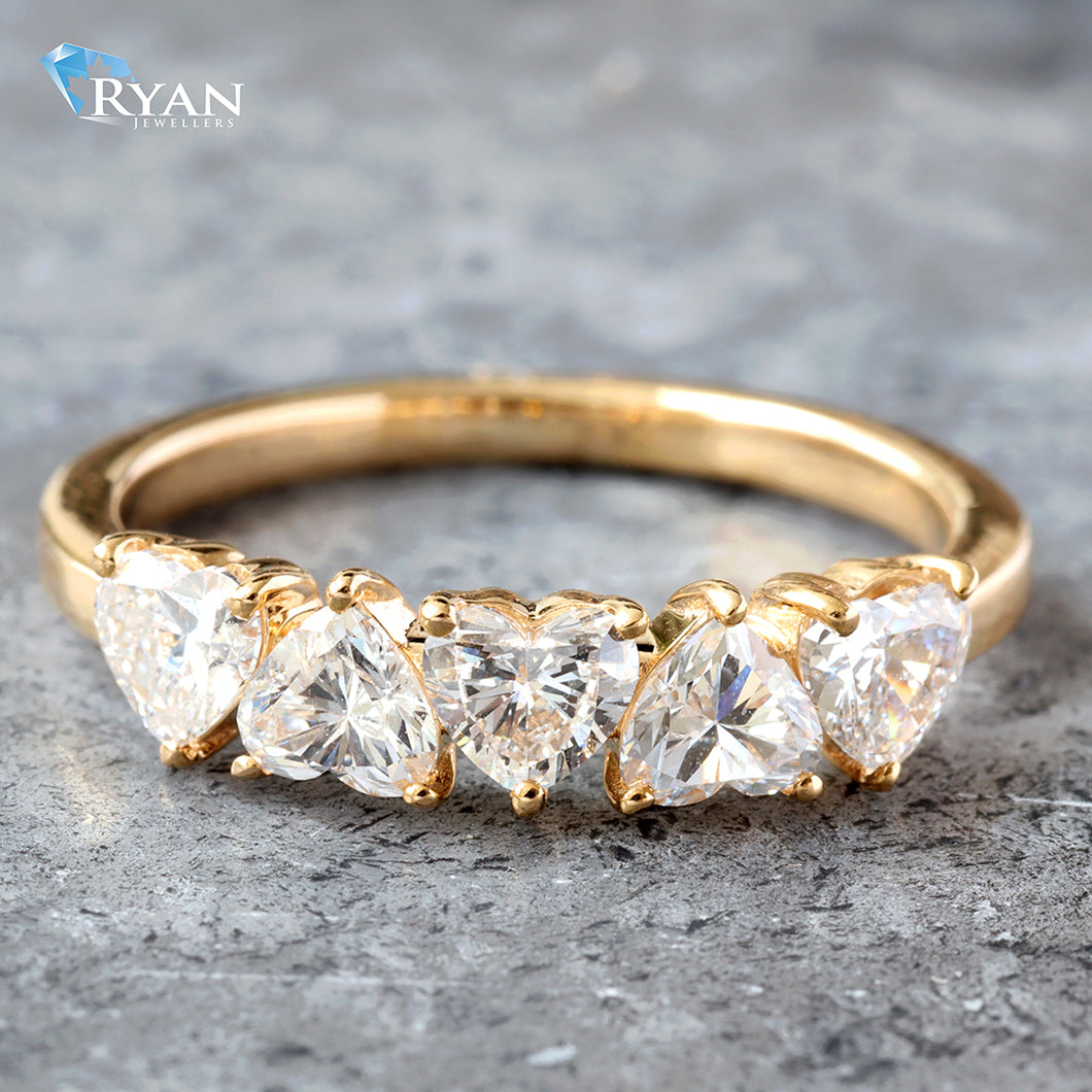 1.01CTW LAB 5 Heart Diamond Ring