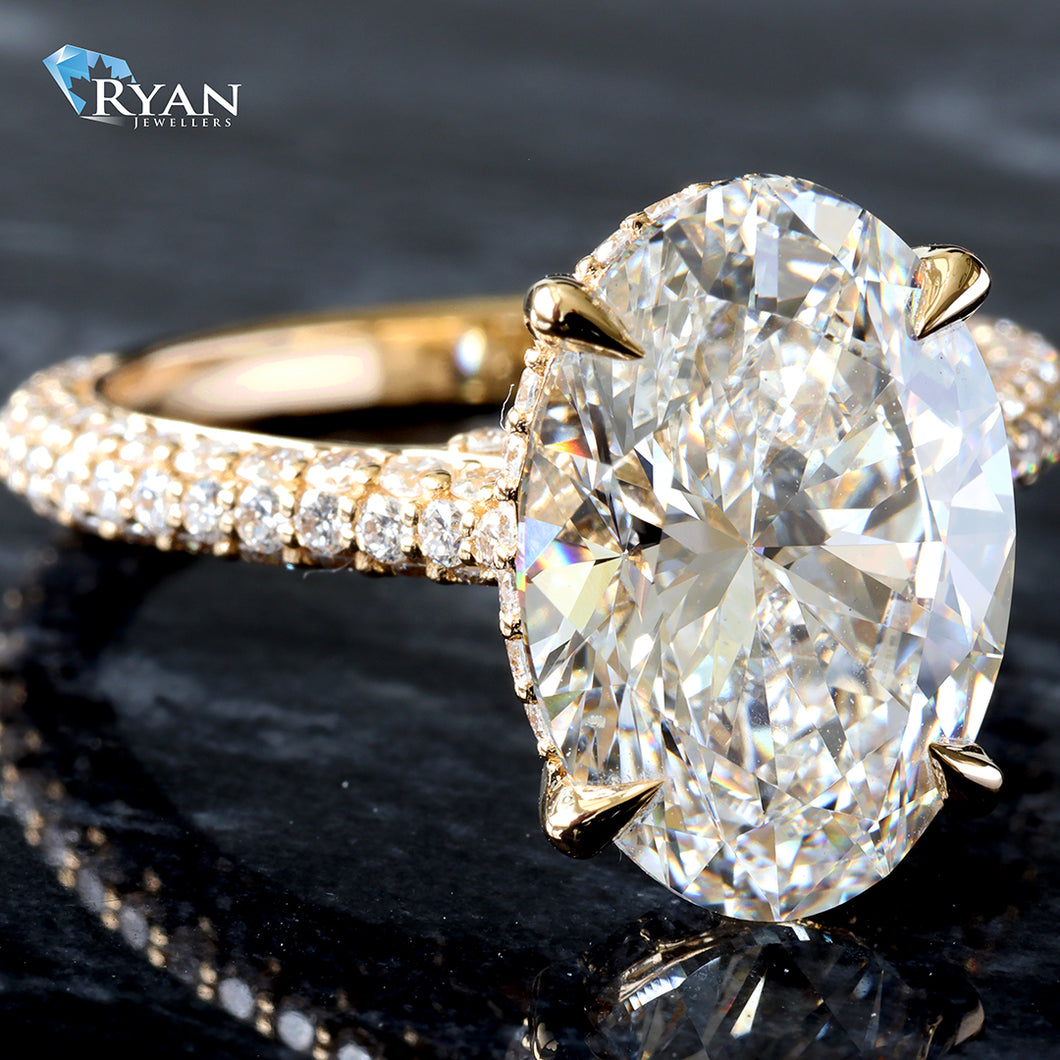 7.25ct BIG Oval Solitaire with Full Diamond Mount