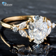 Load image into Gallery viewer, 2.81ctw Oval Solitaire with Marquise and Round Diamonds Floral Design Shoulders

