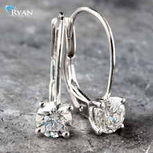 Load image into Gallery viewer, LAB DIAMOND EARRINGS GW 14K 1.03CTW FOUR PRONG SET SOLITAIRE DIAMOND DROP LEVER BACKS
