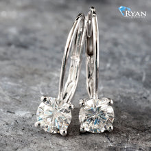 Load image into Gallery viewer, LAB DIAMOND EARRINGS GW 14K 1.03CTW FOUR PRONG SET SOLITAIRE DIAMOND DROP LEVER BACKS
