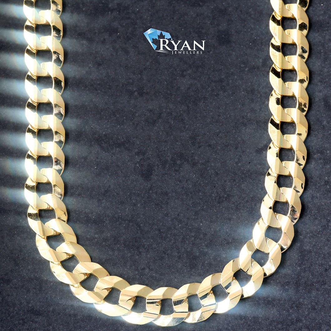 CHAIN GY 10K 24 INCHES SOLID FLAT BEVELED CURB 5.90MM