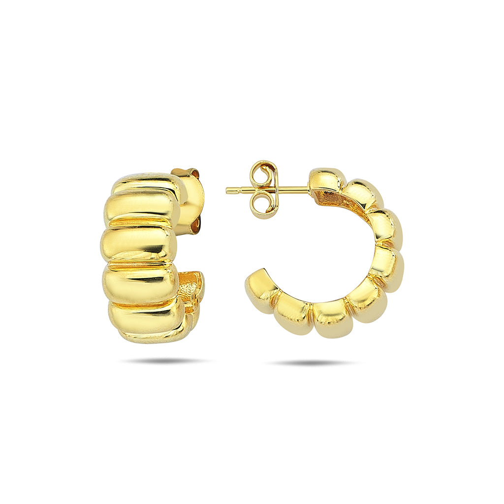 High Polished Wide Ribbed Hoops on Studs