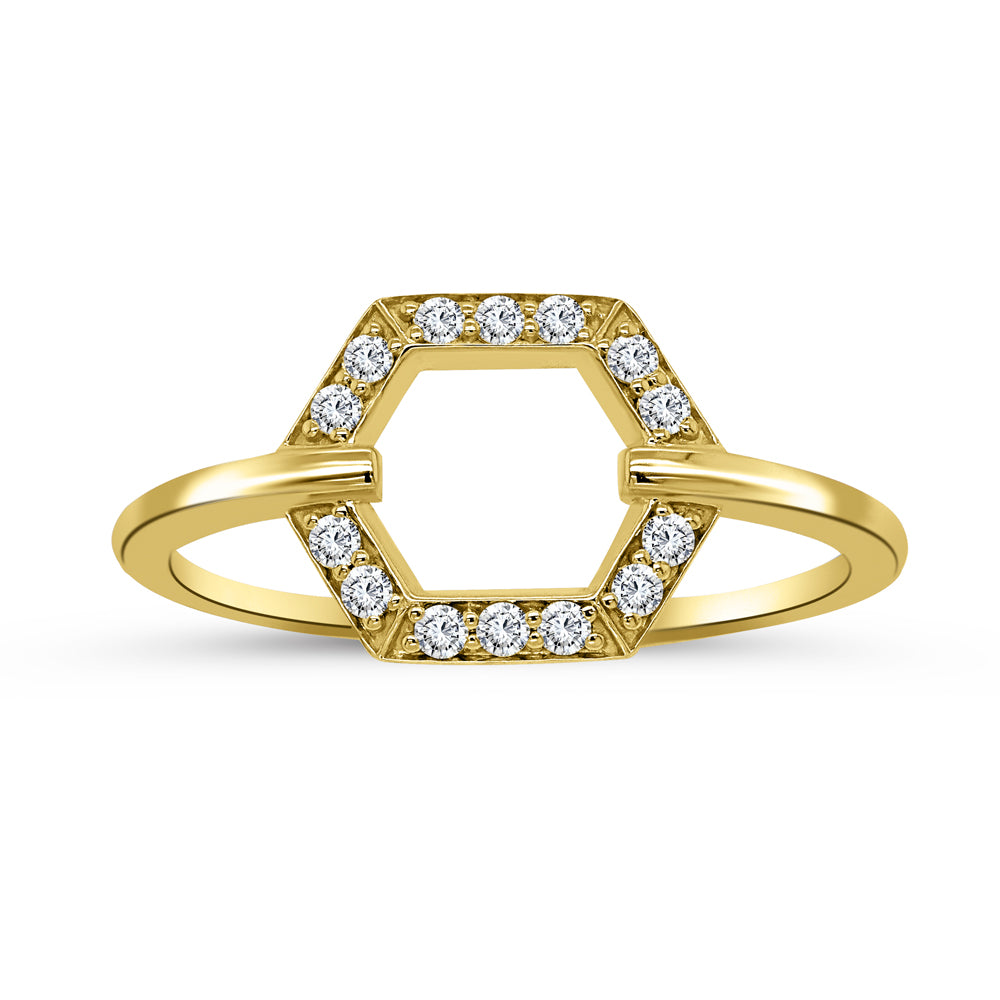 0.14ctw Open Pave Diamond Octagon High Polish Shoulders