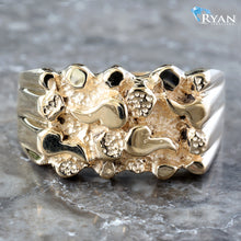 Load image into Gallery viewer, RING GY 10K HORIZONTAL RECTANGULAR FACE HIGH POLISHE NUGGET DESIGN
