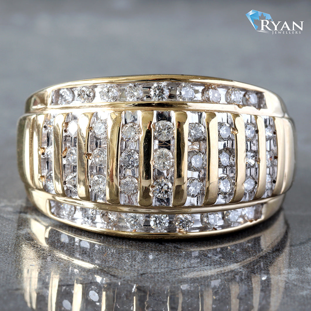 0.75CTW Round Diamond Vertical Channel Set Dome Ring