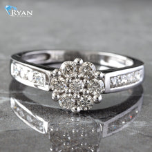 Load image into Gallery viewer, 0.75CTW Natural Flower Cluster With Channel Set Shoulders
