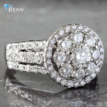 Load image into Gallery viewer, 2.50CTW Natural Round Imperial Set Halo With 3 Row Pave Split Shoulders
