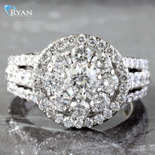 Load image into Gallery viewer, 2.50CTW Natural Round Imperial Set Halo With 3 Row Pave Split Shoulders
