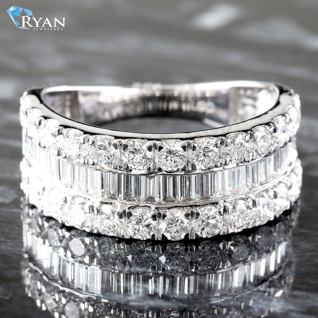 2.00CTW Round and Baguette Diamond Tapered Half Band