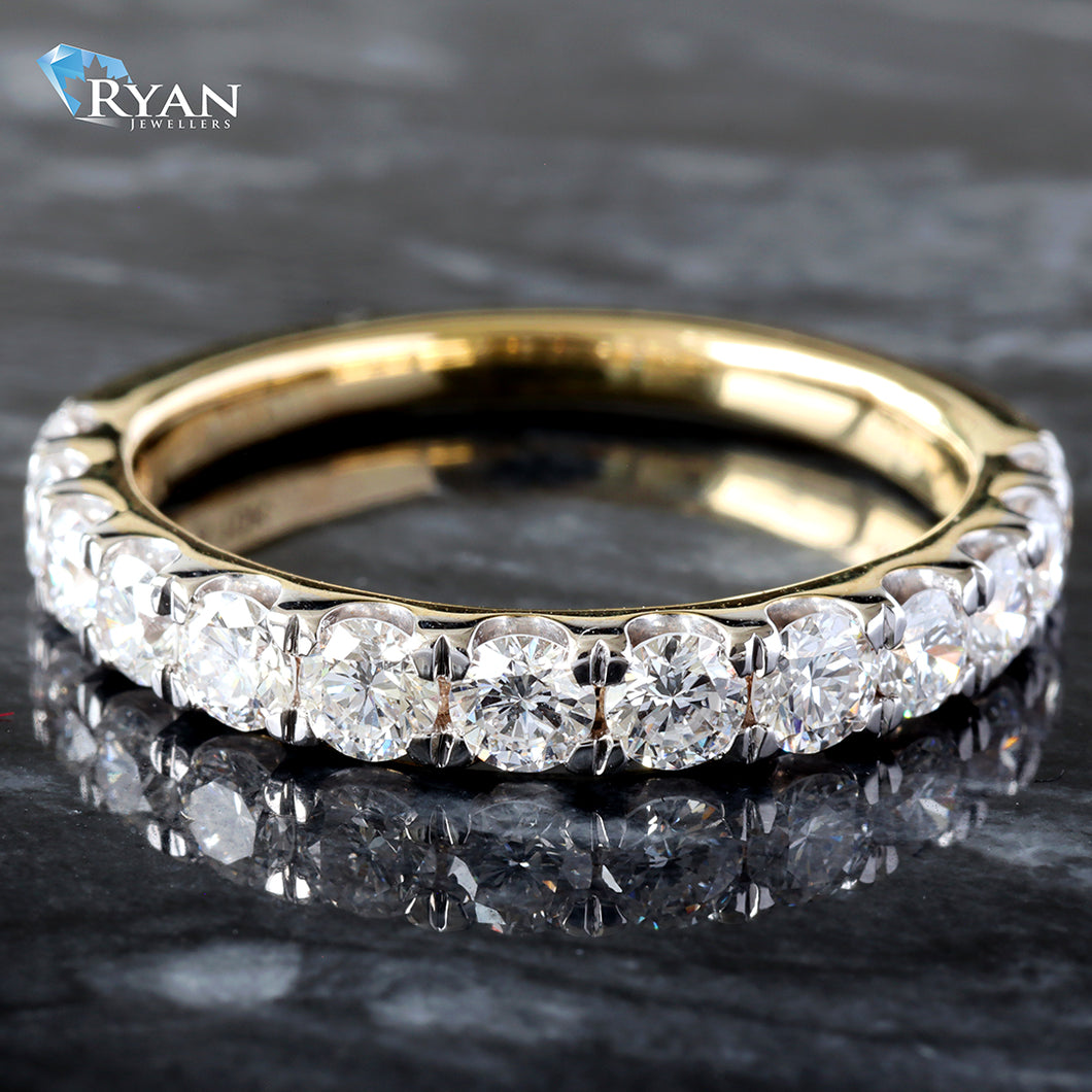 LAB RING GY 10K 1.00CTW DIAMOND PRONG SET 13 STONE DIAMOND BAND