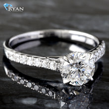 Load image into Gallery viewer, LAB RING GW 10K 1.25CT ROUND CUT SOLITIARE WITH PAVE DIAMOND UPSWEPT SHOULDERS
