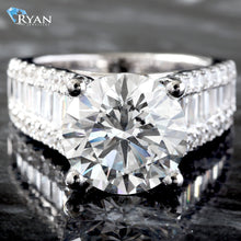 Load image into Gallery viewer, 6.70CTW Round Solitaire with Baguette Shoulders Ring
