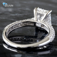 Load image into Gallery viewer, LAB RING GW 14K 2.70CTW RADIANT SOLITAIRE WITH THREE ROW PAVE DOME SHAPED SHOULDERS
