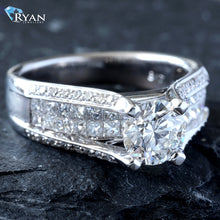 Load image into Gallery viewer, 1.75CTW Round Solitaire with Invisible Princess Shoulders and Pave Bridge
