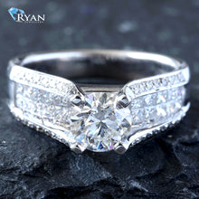 Load image into Gallery viewer, 1.75CTW Round Solitaire with Invisible Princess Shoulders and Pave Bridge
