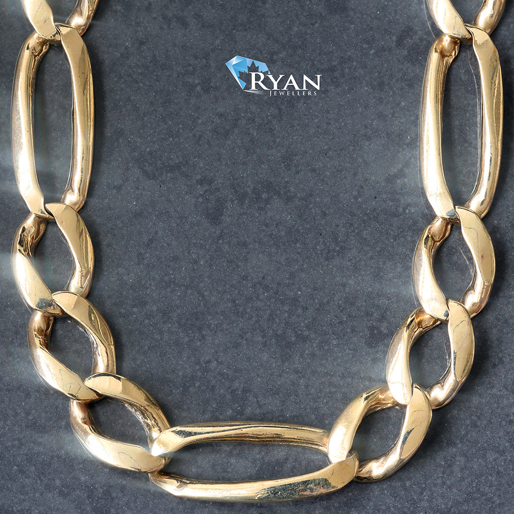 CHAIN GY 10K 24 INCH SOLID FIGARO LINKS BOX  CLASP