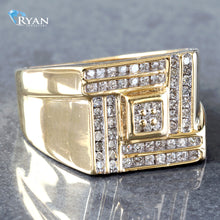 Load image into Gallery viewer, 0.25CTW Natural Diamond Square Center With double Channel Interlocking Square Design Ring
