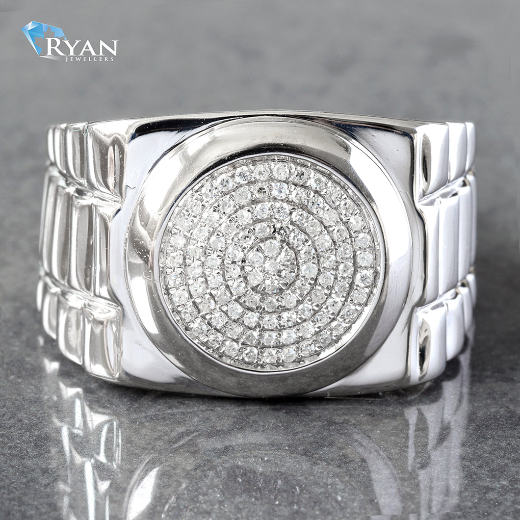 0.25CTW Natural Diamond Micro Pave Round Center with Rolex Style Band