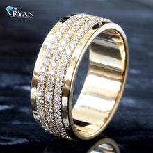 Load image into Gallery viewer, 1.51CTW LAB Diamond 3 Row Pave Eternity Yellow Gold Band
