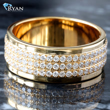 Load image into Gallery viewer, 1.51CTW LAB Diamond 3 Row Pave Eternity Yellow Gold Band
