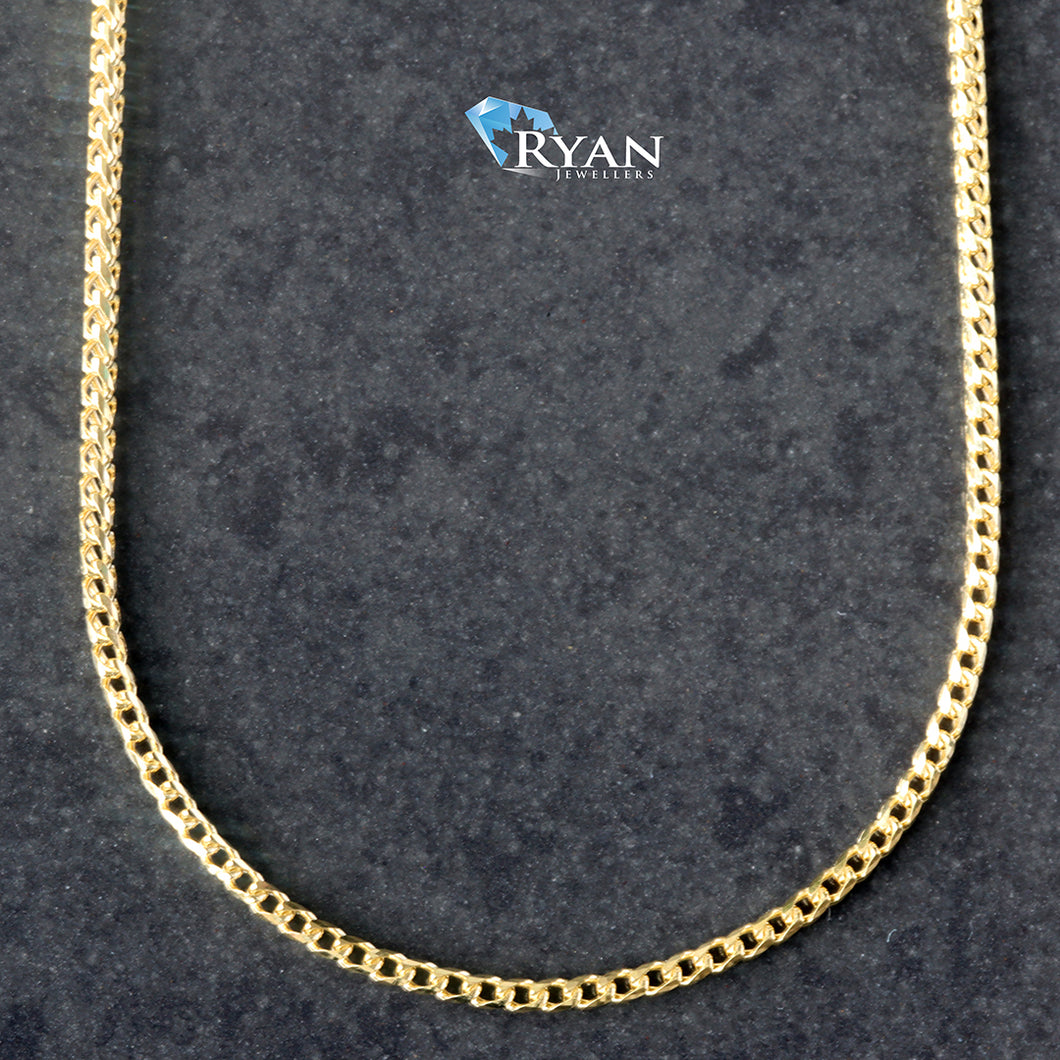 CHAIN GY 10K 24 INCHES 1.20MM SOLID DIAMOND CUT FRANCO LINKS