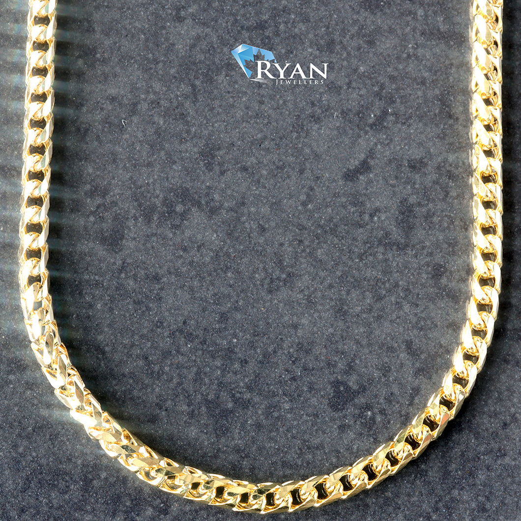 CHAIN GY 10K 24 INCHES 2.10MM SOLID DIAMOND CUT FRANCO LINKS