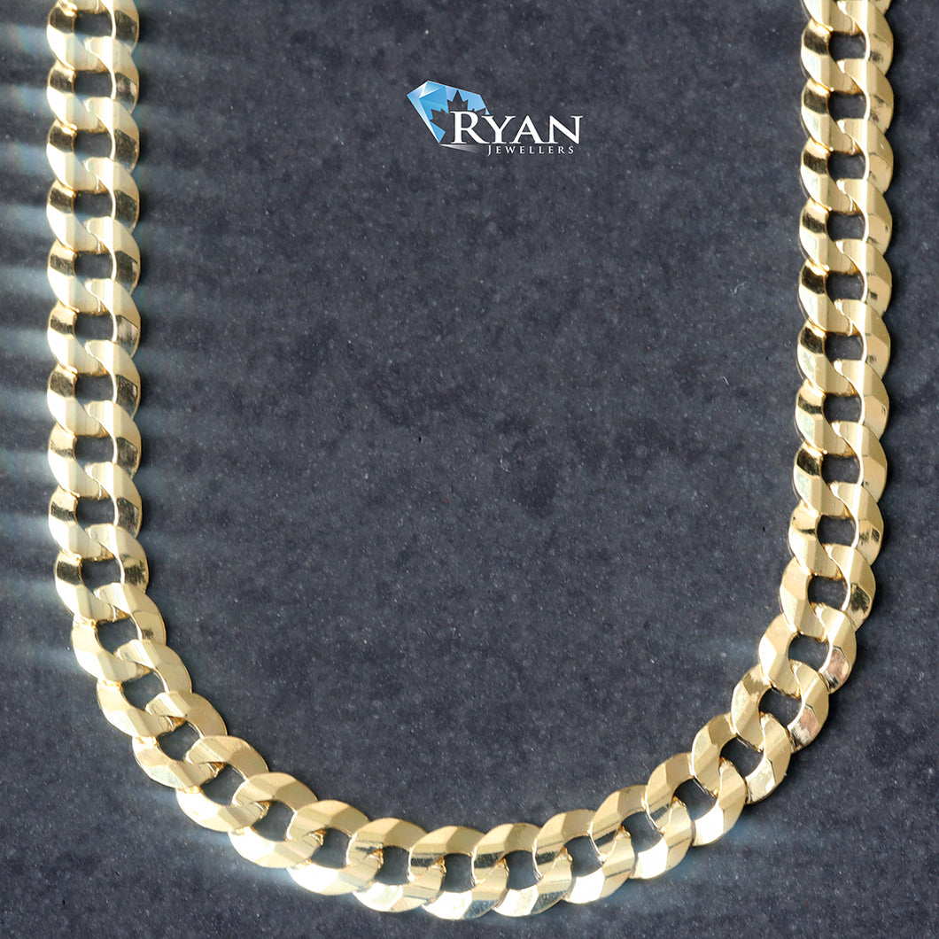 CHAIN GY 10K 24 INCHES 4.20MM SOLID FLAT BEVELED EDGE CURB LINKS
