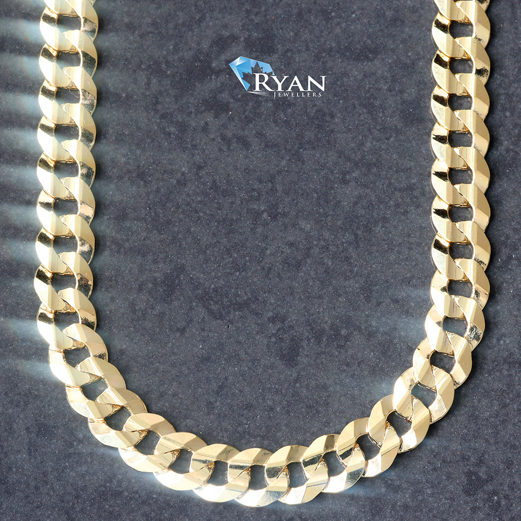 CHAIN GY 10K 24 INCHES 5.20MM SOLID FLAT BEVELED EDGE CURB LINKS