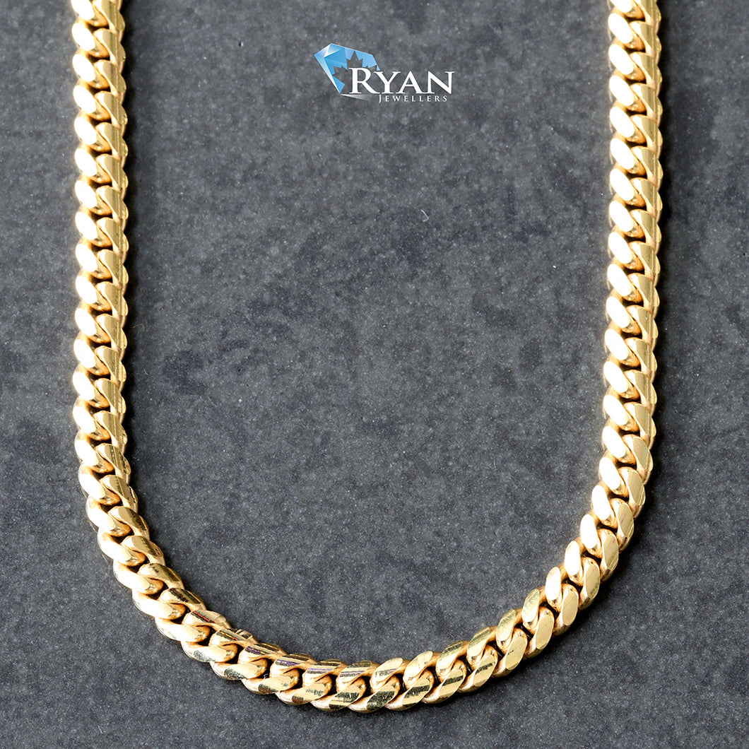 CHAIN GY 10K 22 INCHES 3.30MM SOLID MIAMI CUBAN LINKS