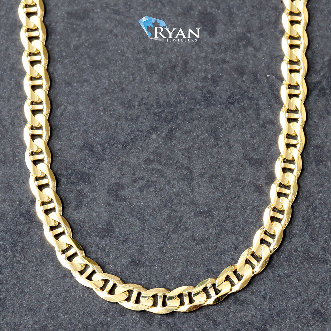 CHAIN GY 10K 22 INCHES 3.70MM SOLID CONCAVE MARINER LINKS