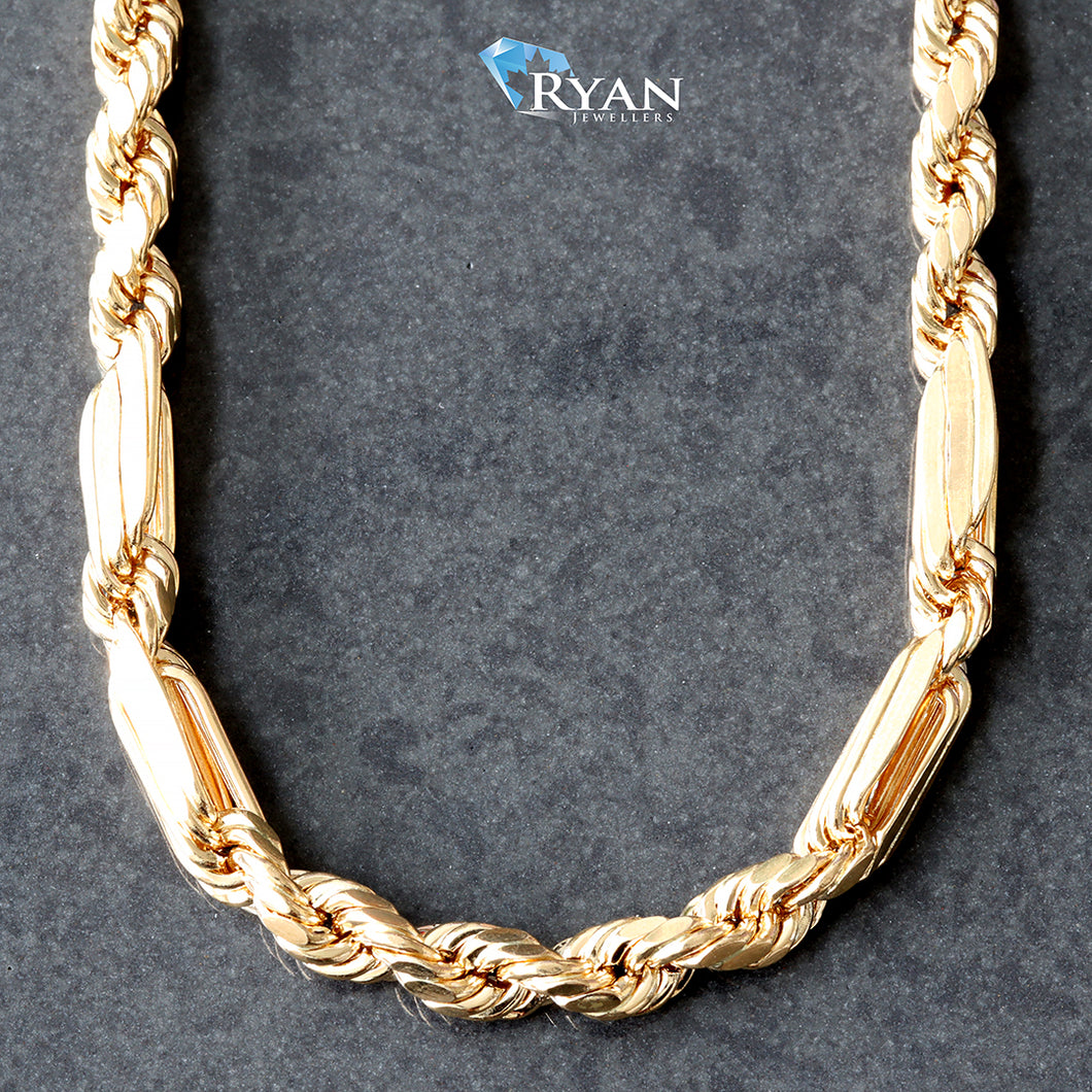 CHAIN GY 10K 22 INCHES 4MM HOLLOW MILANO ROPE LINKS